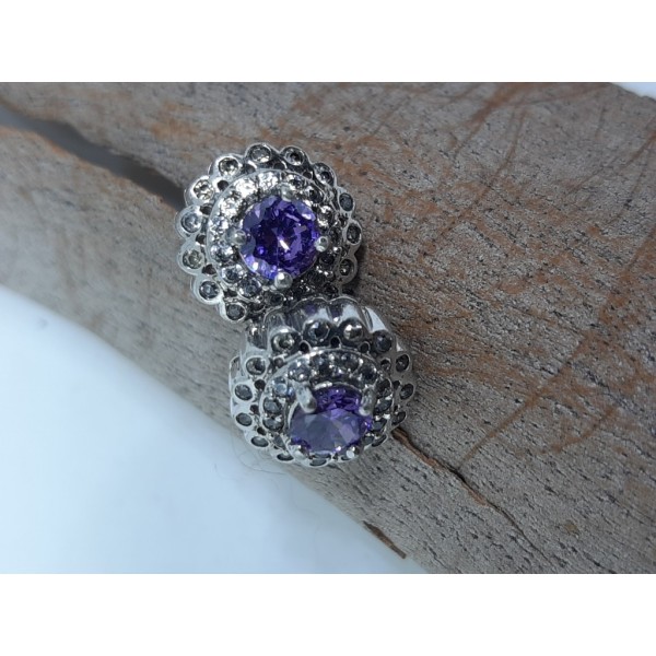Par pendientes plata con piedras color