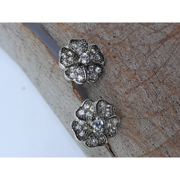 Pendientes plata flor con zc
