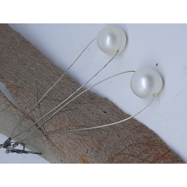 Pendientes plata largos de perlas