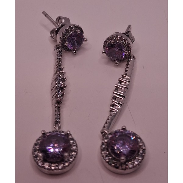 pendientes plata amatista con zc