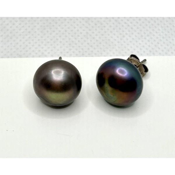 pendientes plata perla con color cultivada