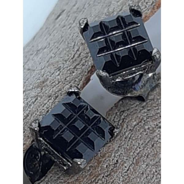 Pendientes plata piedra negra