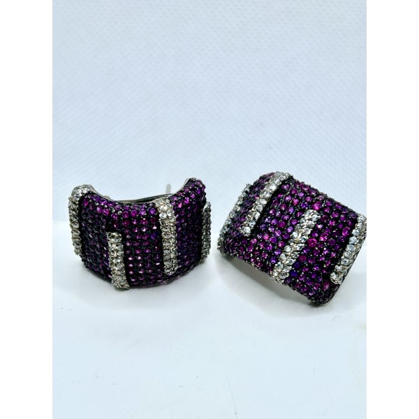 pendientes plata piedra color