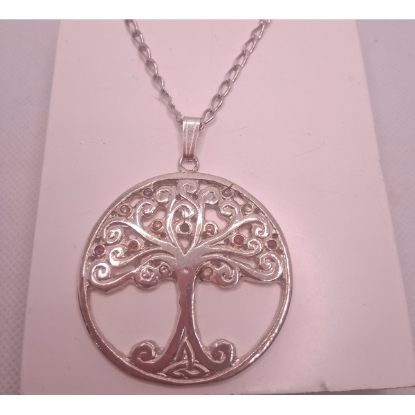 cadena y colgante de plata arbol de la vida